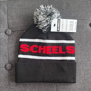 Scheels Black and Red Pom-Pom Beanie Winter OS